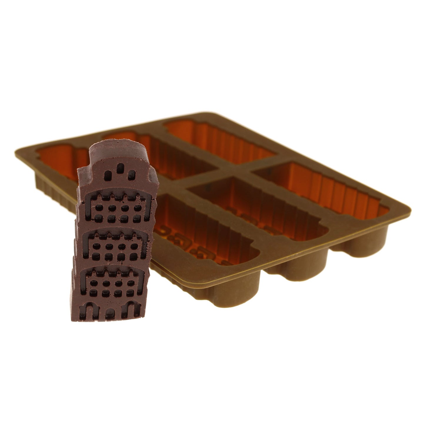 Elbee Home 6-Piece Silicone Leaning Tower of Pisa Tray for Making Homemade Ice, Candy, Chocolate, Gummy, Jello, and More.