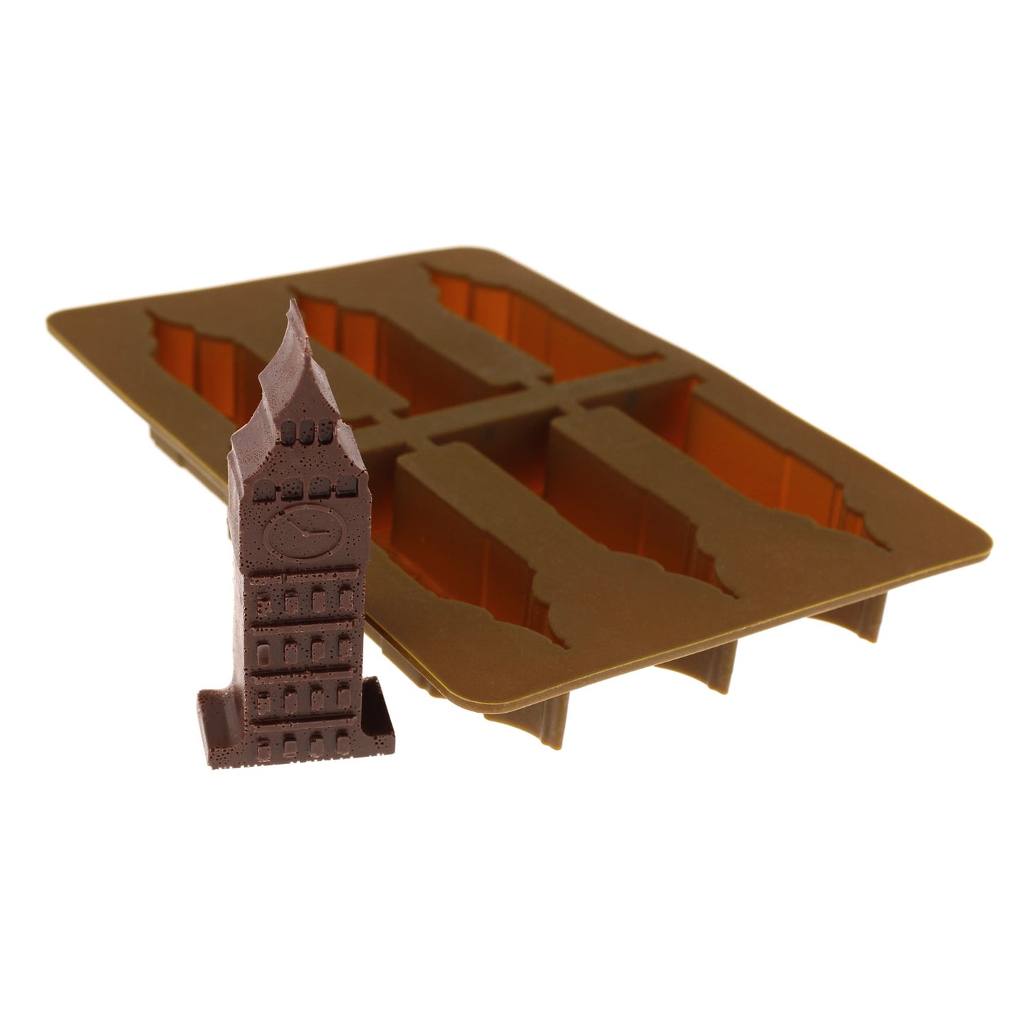 Elbee Home 6-Piece Silicone Big Ben Tray for Making Homemade Ice, Candy, Chocolate, Gummy, Jello, and More