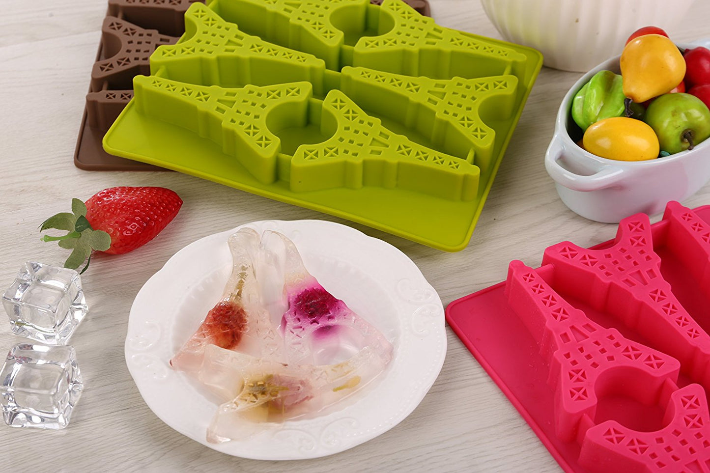 Elbee Home 6-Piece Silicone Eiffel Tower Tray for Making Homemade Ice, Candy, Chocolate, Gummy, Jello, and More
