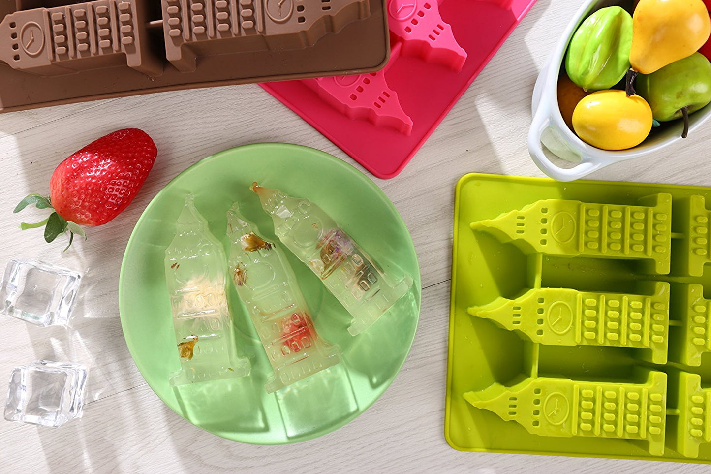Elbee Home 6-Piece Silicone Big Ben Tray for Making Homemade Ice, Candy, Chocolate, Gummy, Jello, and More