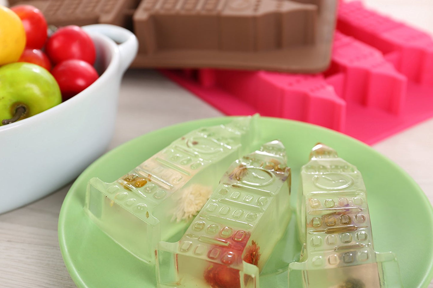 Elbee Home 6-Piece Silicone Big Ben Tray for Making Homemade Ice, Candy, Chocolate, Gummy, Jello, and More