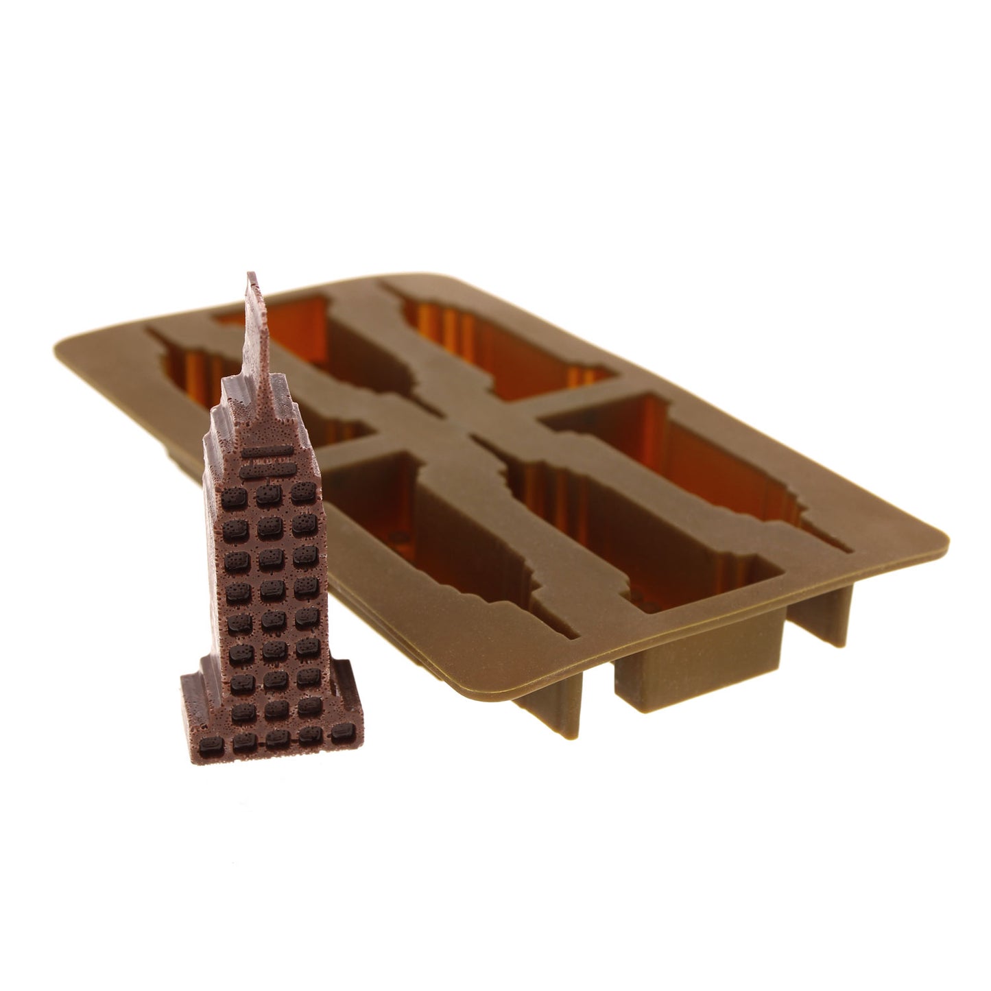 Elbee Home 6-Piece Silicone Empire State Building Tray for Making Homemade Ice, Candy, Chocolate, Gummy, Jello, and More.