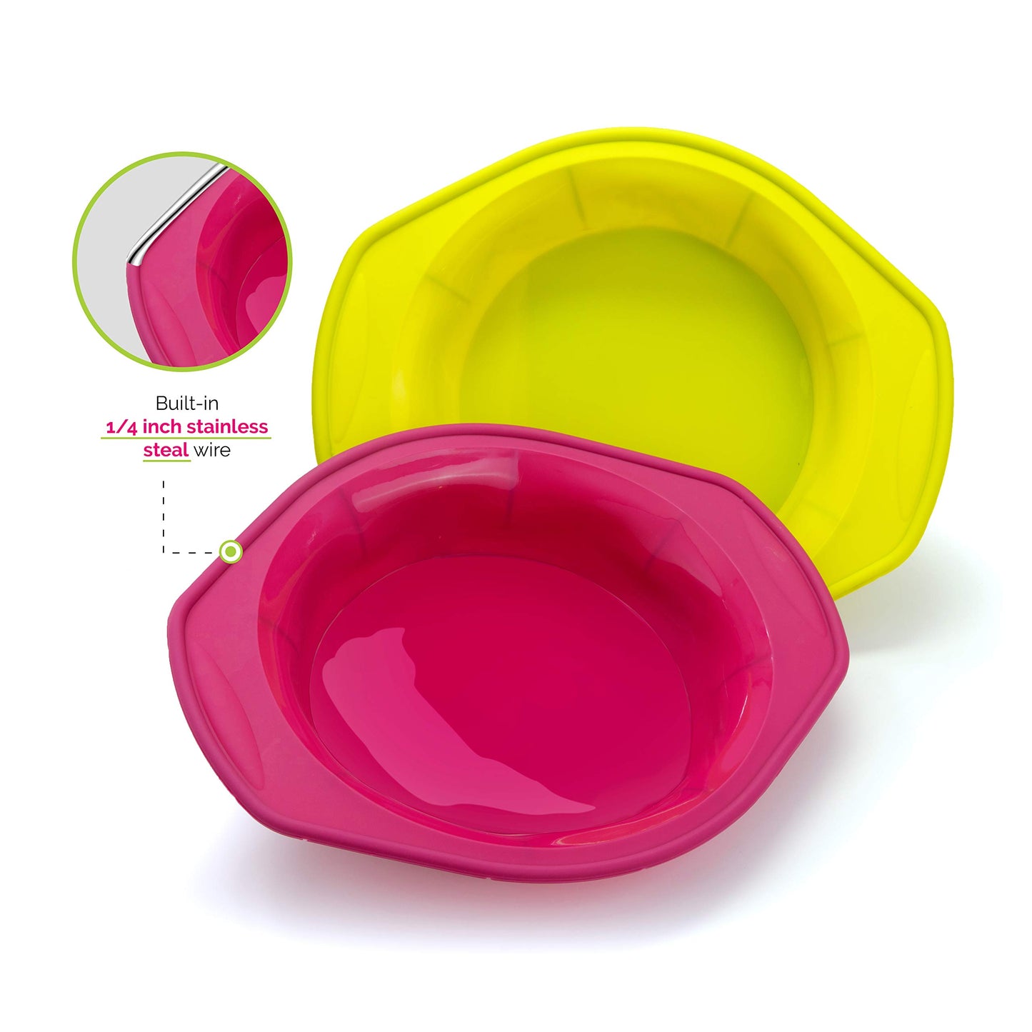 Elbee Home Reinforced Silicone Pie Pan Set, Great for Pies, Cake, Quiche, Tart and more, Set of 2