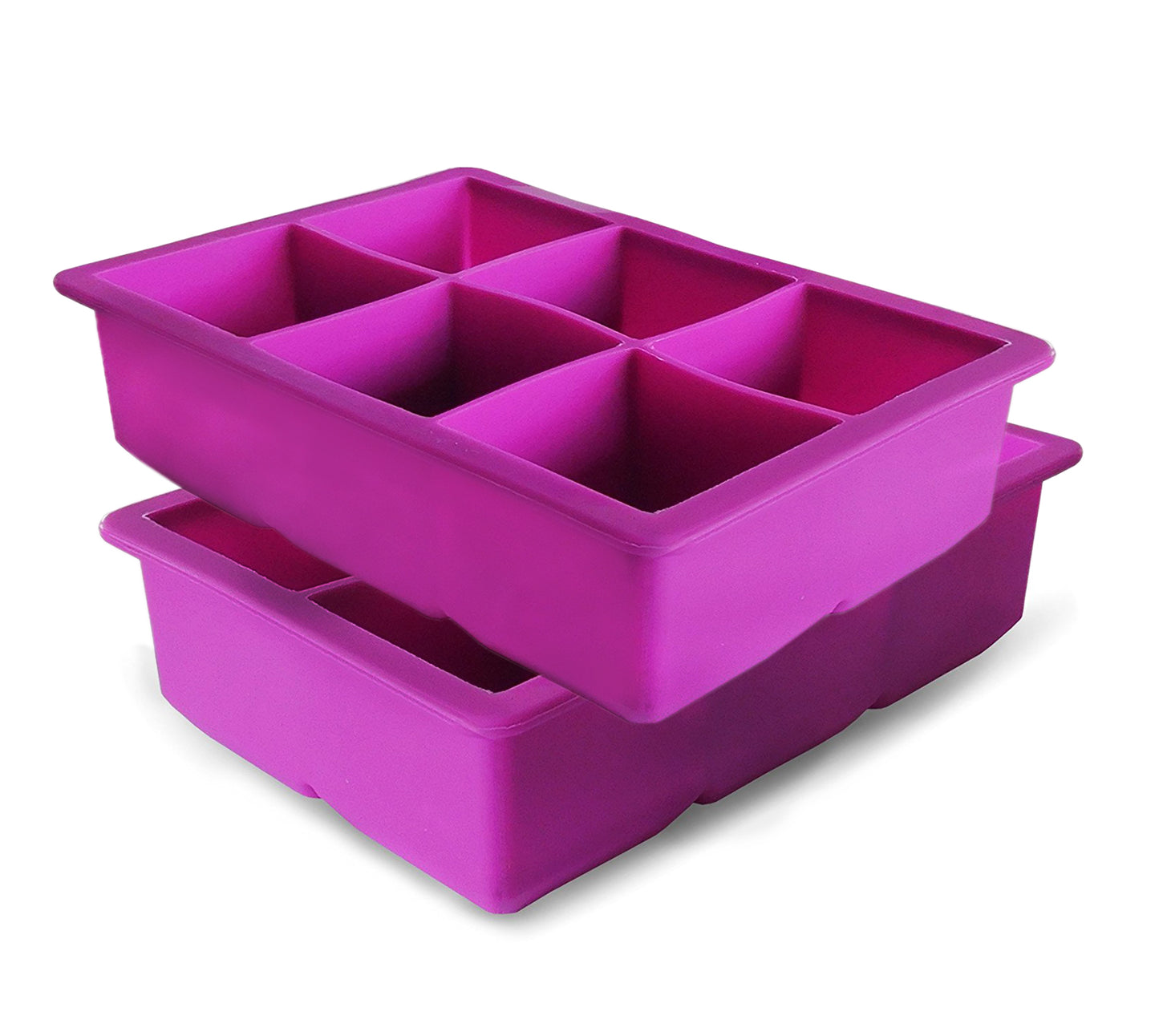 Coolest 6-Cube Silicone Ice Tray - 2-Piece Mold Set - Make 12 Cubes!