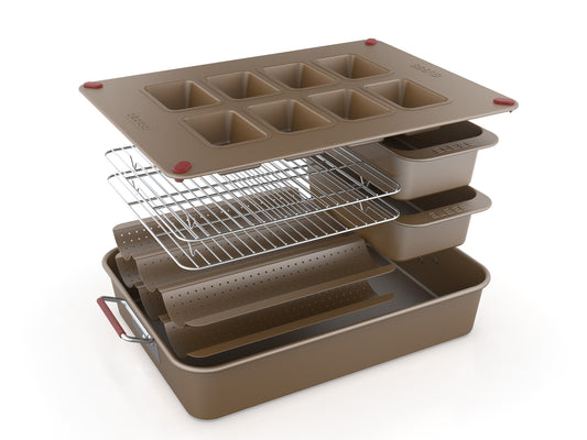 Elbee Home 8-Piece Nonstick Space Saving Bread Baking Pan Set