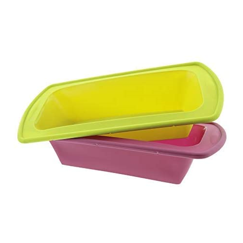 Elbee Baking Non Stick Durable Silicone Loaf Pans Set, Thick Steel Reinforced Rim for Easy and Stable Movement,
