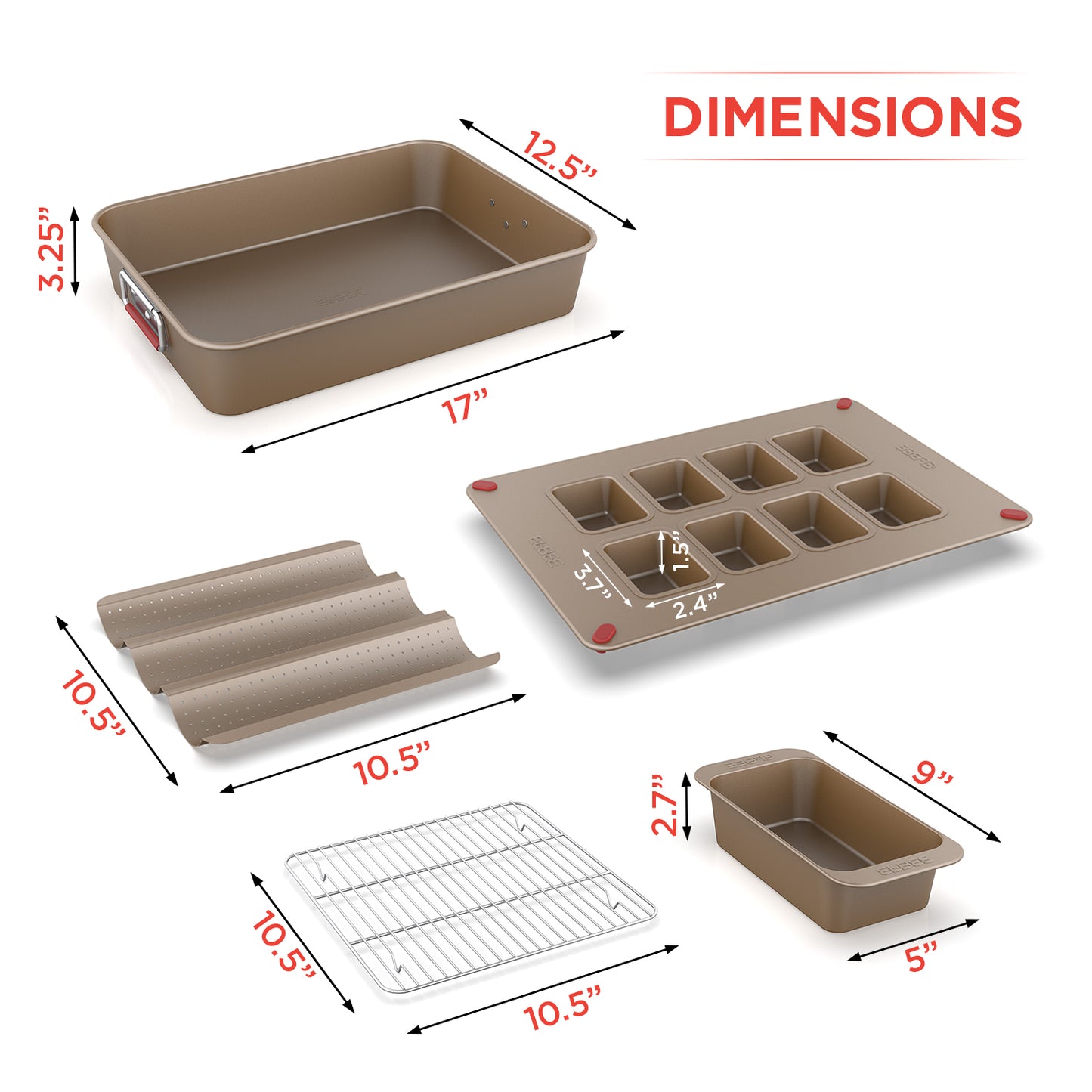 Elbee Home 8-Piece Nonstick Space Saving Bread Baking Pan Set